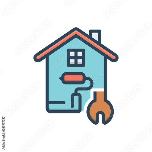 Color illustration icon for home repair