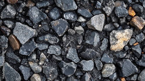 Wallpaper Mural Dark gray and black stones, various sizes and shapes. Ideal for backgrounds, textures, or construction themes. Torontodigital.ca