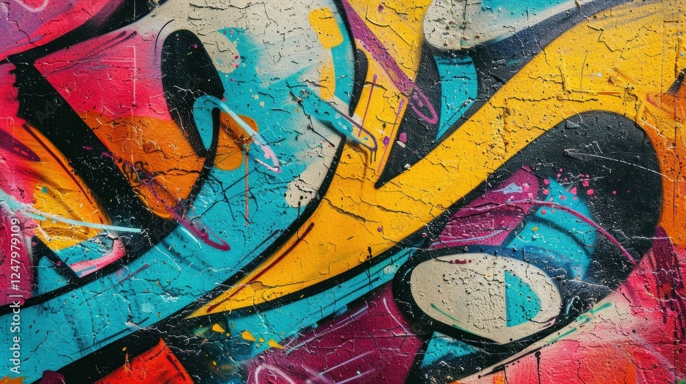 Fototapeta premium Abstract graffiti paintings vibrant colors texture on the concrete wall background