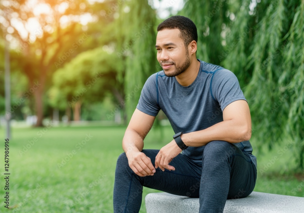 Young man exercising in a park at sunrise Young man exercising in a park at sunrise