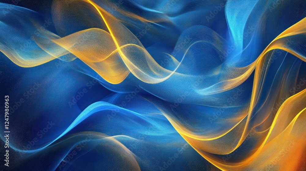 Fototapeta premium Abstract Wave Pattern in Blue and Gold: A Modern Artistic Background