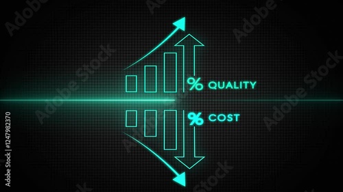 Quality control and company cost reduction. Cost and quality control concept. Successful organization strategy and management.
