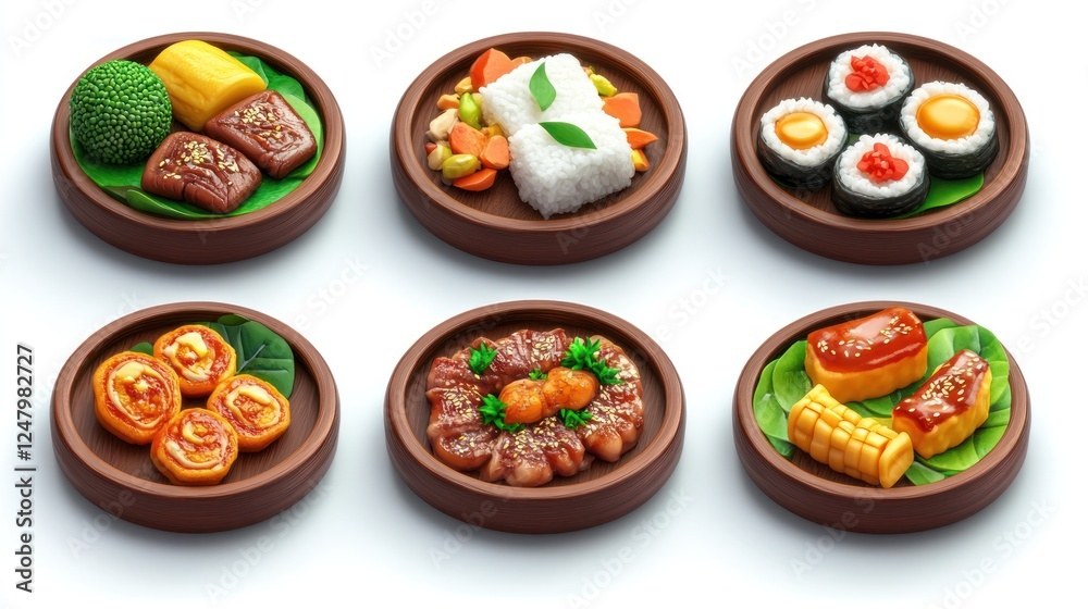 custom made wallpaper toronto digitalSix diverse Asian dishes on small plates.