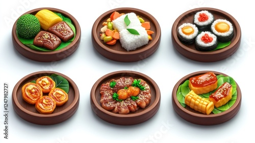 Wallpaper Mural Six diverse Asian dishes on small plates. Torontodigital.ca