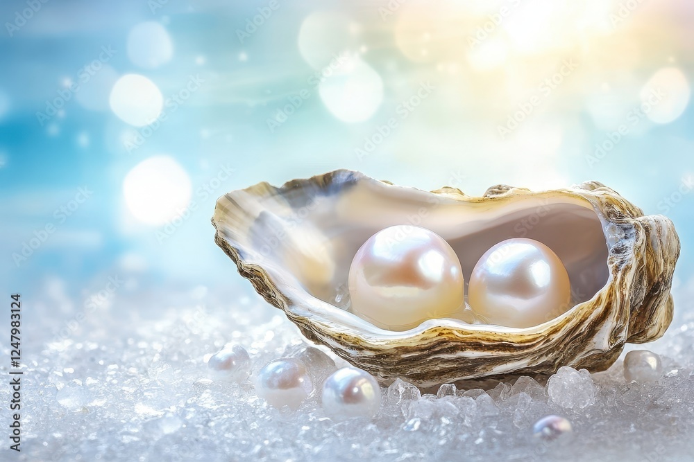 Two lustrous pearls nestled in an oyster shell. Perfect for luxury, beauty, and elegance themes. Two lustrous pearls nestled in an oyster shell. Perfect for luxury, beauty, and elegance themes.