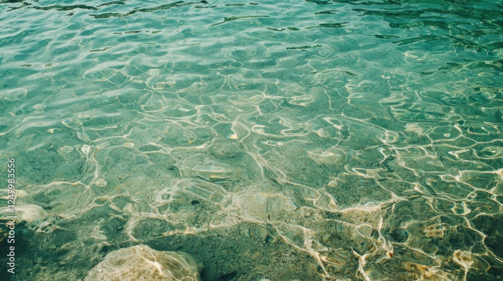 Obraz premium Serene Teal Waters: Crystal Clear Lakebed