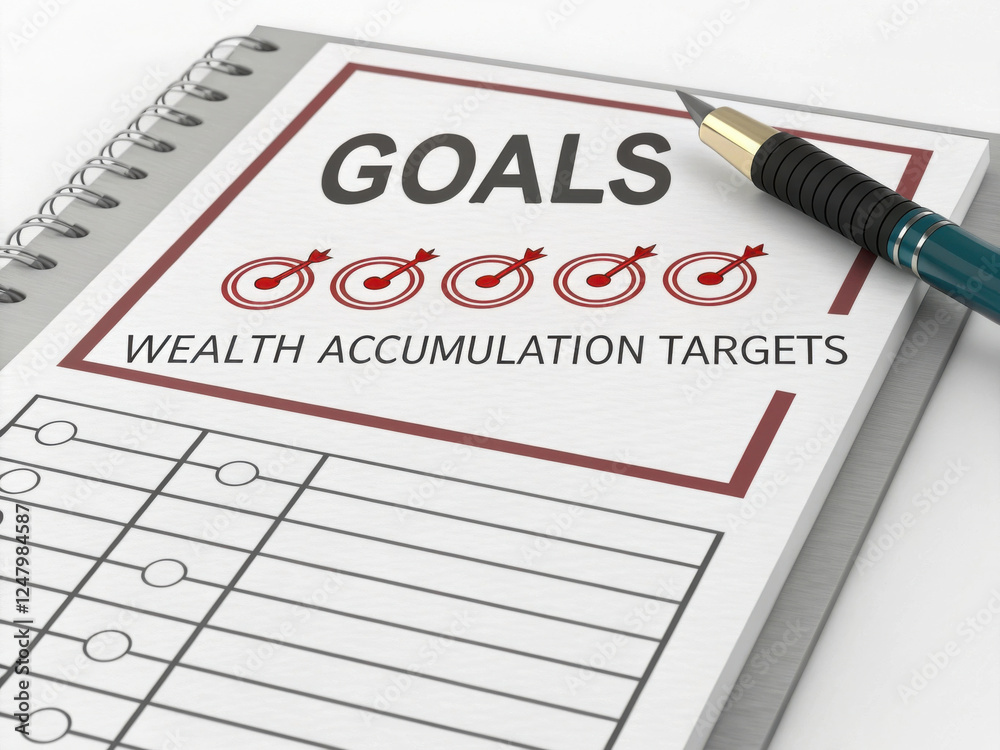 Goals sheet with wealth accumulation targets for financial planning Goals sheet with wealth accumulation targets for financial planning
