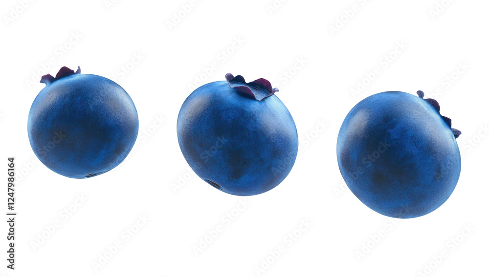 Three blueberries isolated on transparent background Three blueberries isolated on transparent background