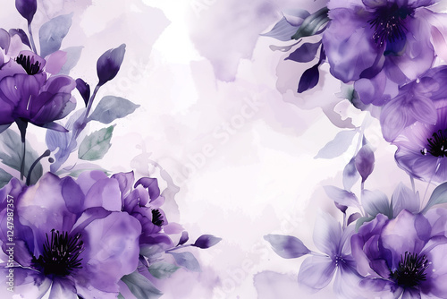 Elegant purple flower with watercolor style for background and invitation wedding card