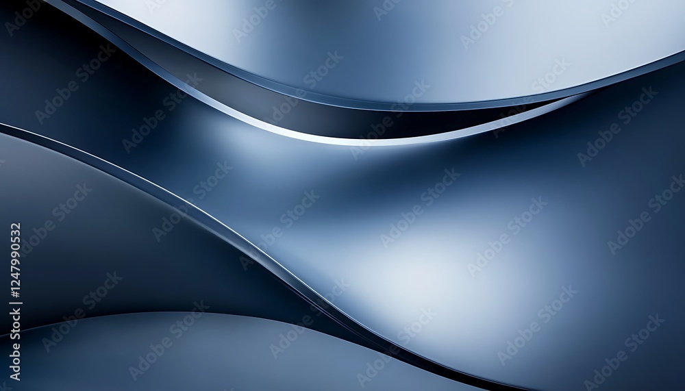 Obraz premium Abstract metallic curves, studio shot, layered, smooth surfaces