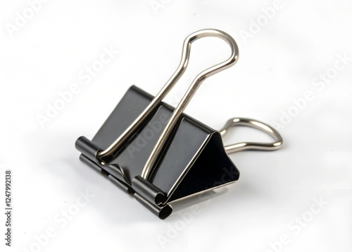 black binder clip isolated on a white background