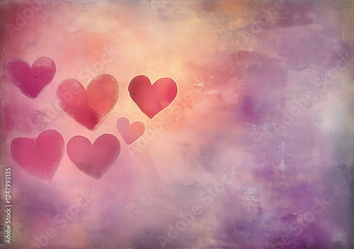 A delicate watercolor-style Valentine’s background with soft pastel pinks, purples, and reds blending seamlessly. 