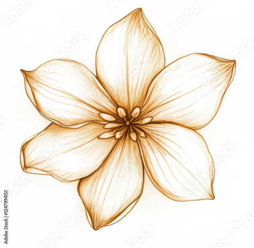 jasmine flower close up, warm colors, soft palette watercolor on white background