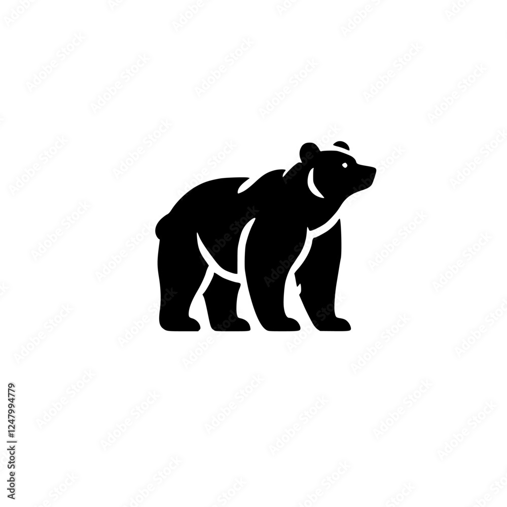 Obraz premium Black silhouette of a bear, simple, stylized, and abstract.