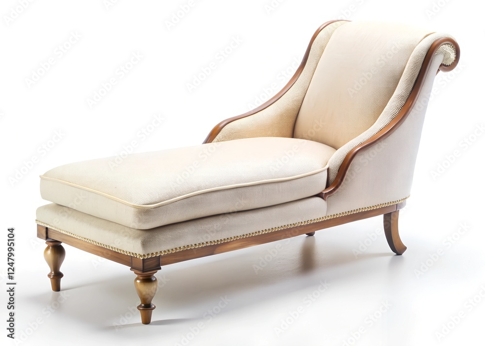 a white chaise lounge isolated on a white background a white chaise lounge isolated on a white background