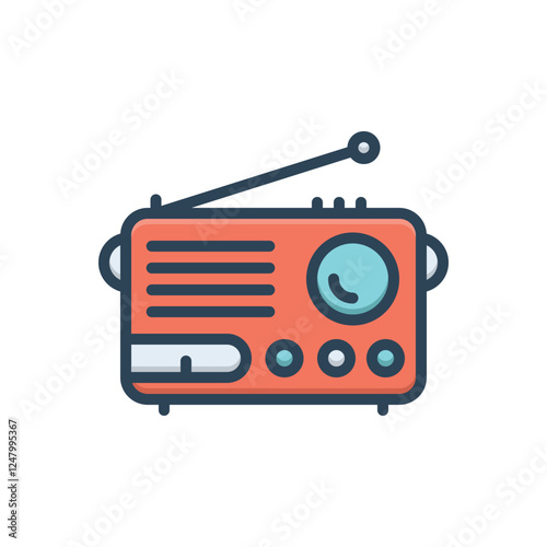 Color illustration icon for radio