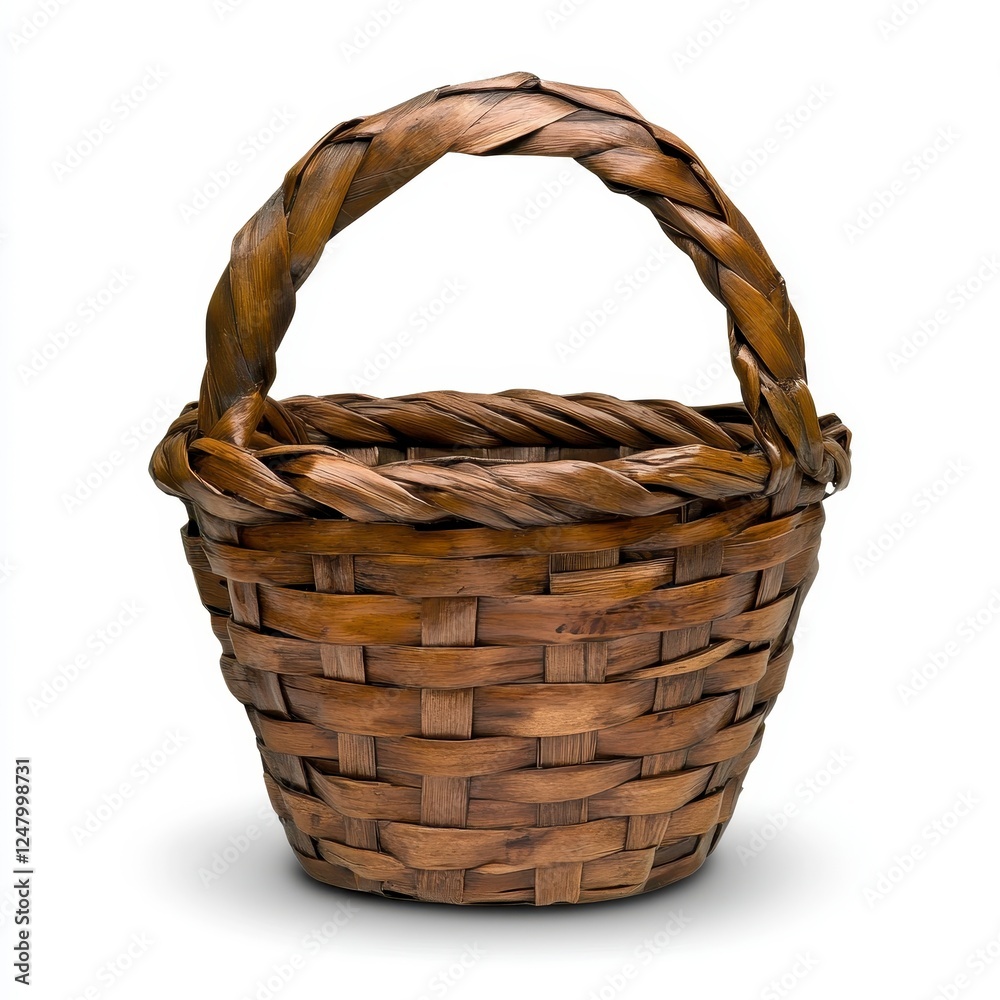 Obraz premium Rustic Handwoven Basket With Intricate Texture, Generative AI.