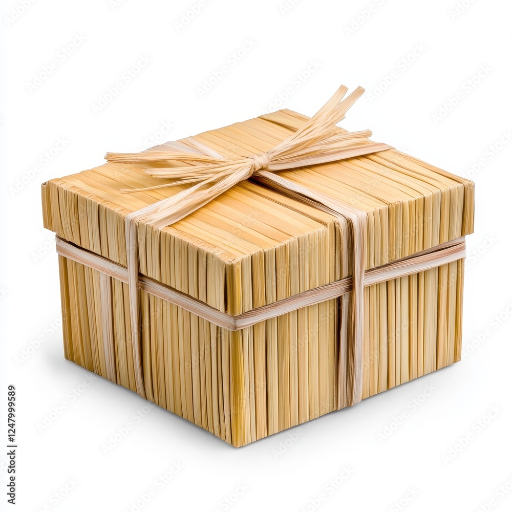 Rustic Wooden Gift Box Tied With Twine, Generative AI. Rustic Wooden Gift Box Tied With Twine, Generative AI.
