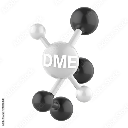 Dimethyl ether (methoxymethane, DME) molecule. 3D rendering. photo