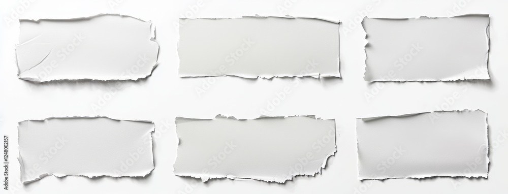 Fototapeta premium Decorative torn paper edges in a variety of colors and sizes.