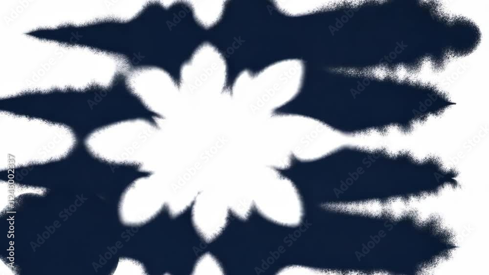 Intricate floral and abstract patterns created through spray painting technique on a white canvas background