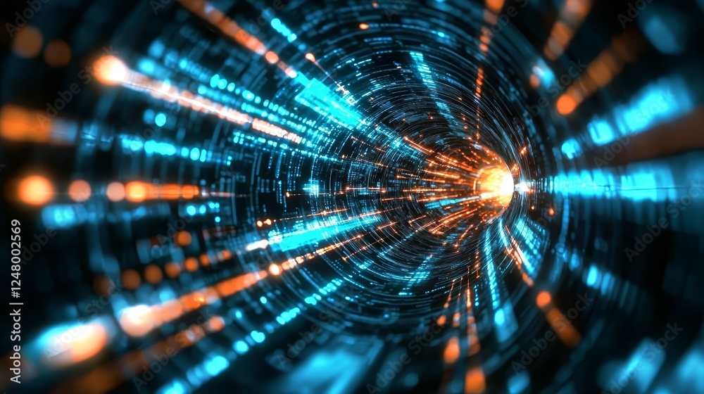 Obraz premium This digital tunnel represents the cutting-edge of technology and data transfer.