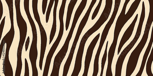 Vector illustration of seamless zebra pattern, zebra print with black and white stripes, monochrome seamless pattern. Vector animal skin print. Fashion stylish organic texture