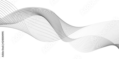 ultra modern digital technology concept grey smooth element swoosh speed wave lines, Wave Line Background with Flowing Curves and Dynamic Mesh Pattern and modern curved abstract geometric lines.