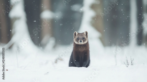Pine Marten in Winter Wonde...