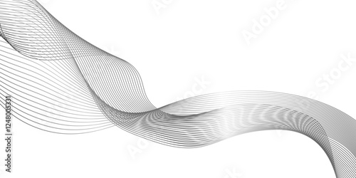 ultra modern digital technology concept grey smooth element swoosh speed wave lines, Wave Line Background with Flowing Curves and Dynamic Mesh Pattern and modern curved abstract geometric lines.