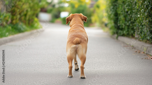 Golden Retriever on a Path:...