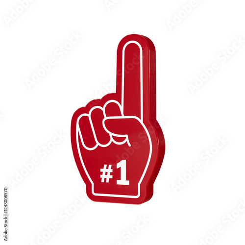 Number 1 (one) fan 3D hand glove red color with finger raised 3D icon