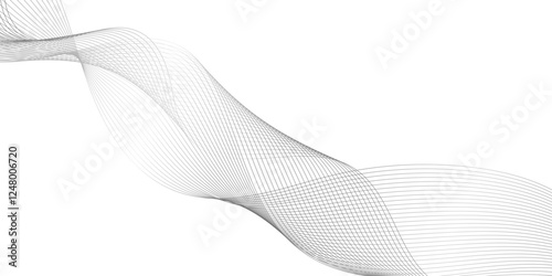 ultra modern digital technology concept grey smooth element swoosh speed wave lines, Wave Line Background with Flowing Curves and Dynamic Mesh Pattern and modern curved abstract geometric lines.