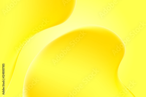Abstract liquid lemon yellow melting texture, golden holographic liquid oil or serum sticky texture background with copy space. Fluid organic shape, smooth fluid gel, collagen