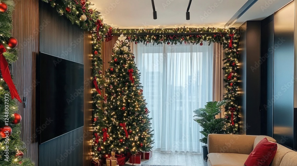 Fototapeta premium Elegant Christmas Living Room Decor