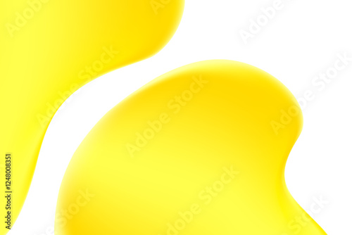 Abstract liquid yellow melting texture isolated, transparent background, golden holographic liquid oil or serum sticky background with copy space. Fluid organic shape, smooth fluid gel, collagen