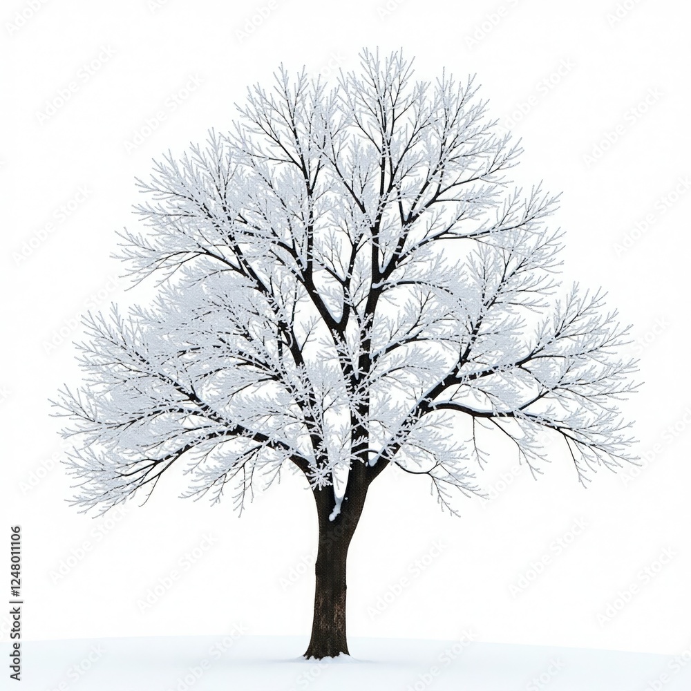 Obraz premium Frosty tree branches isolated on white background, isolated, snow
