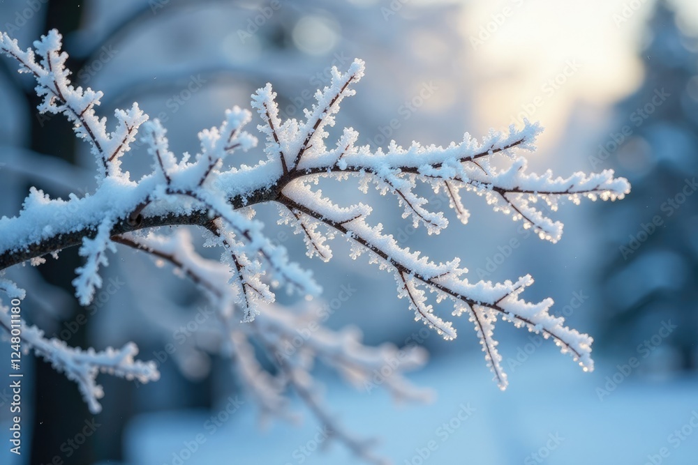 Frosty snow-covered tree branches with intricate ice crystals, lacy, delicate, wintry Frosty snow-covered tree branches with intricate ice crystals, lacy, delicate, wintry