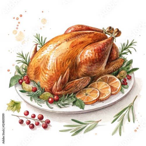 Roasted Turkey Watercolor I...