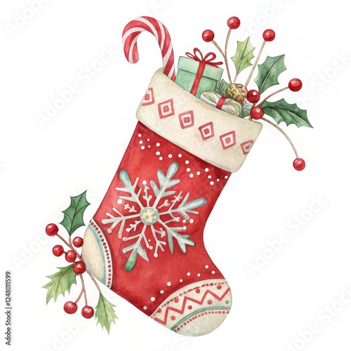 Watercolor Christmas Stocki...