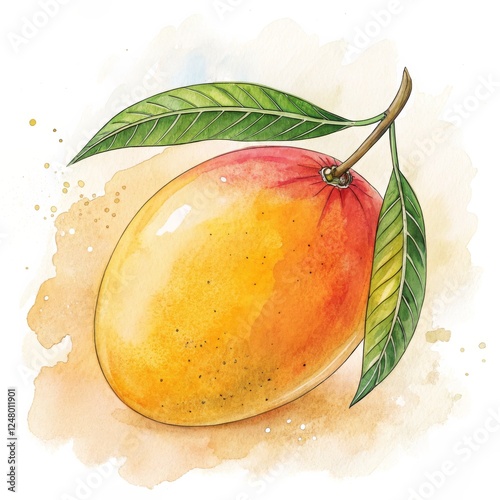 Watercolor Mango Botanical ...