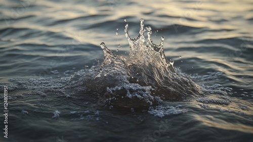 Water Splash Creating Ripples in Calm Blue Water Surface photo