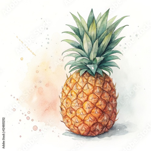 Watercolor Pineapple Illust...