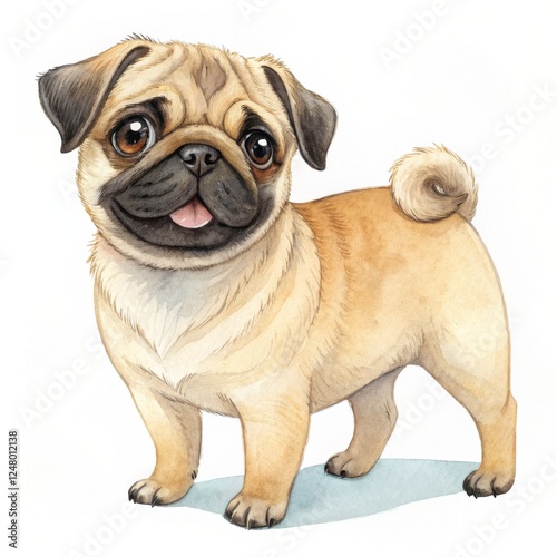 Watercolor Pug Puppy Illust...