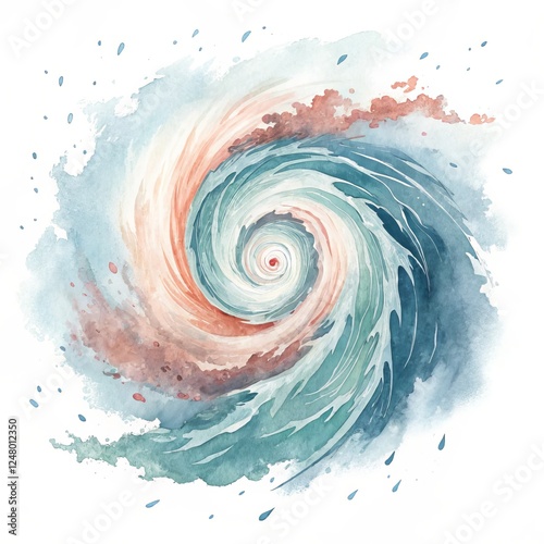 Watercolor Vortex Spiral Wh...