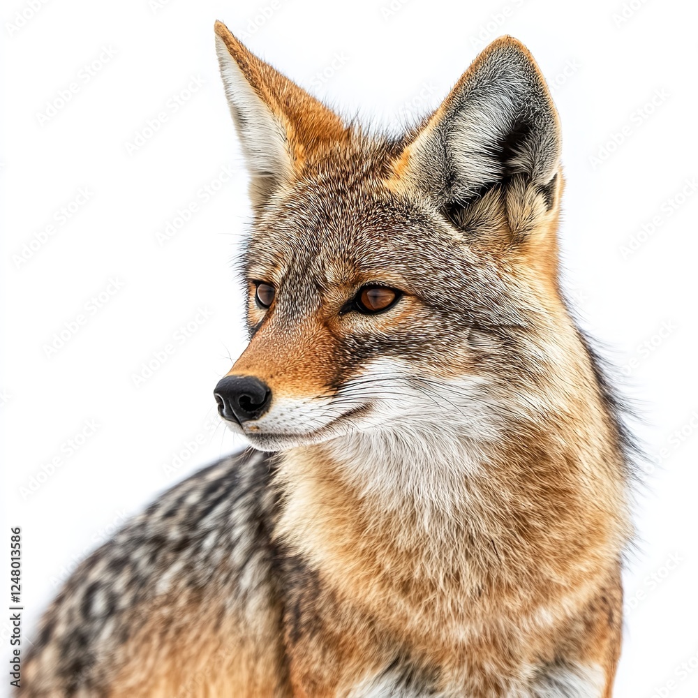 Fototapeta premium Close Up Portrait of Coyote with White Background