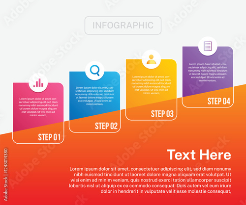 Stylish 4 steps business infographics template, Infographic 4 steps flowchart design, template, info graph template, Professional infographic template business, Infographic with innovative ideas,