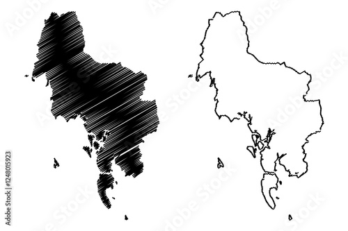 Krabi Province (Kingdom of Thailand, Siam, Provinces of Thailand) map vector illustration, scribble sketch Krabi map