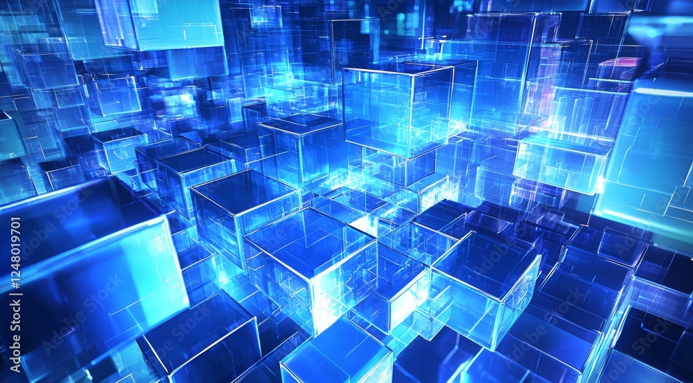 A vision of technology: digital blue blocks in data architecture. A vision of technology: digital blue blocks in data architecture.