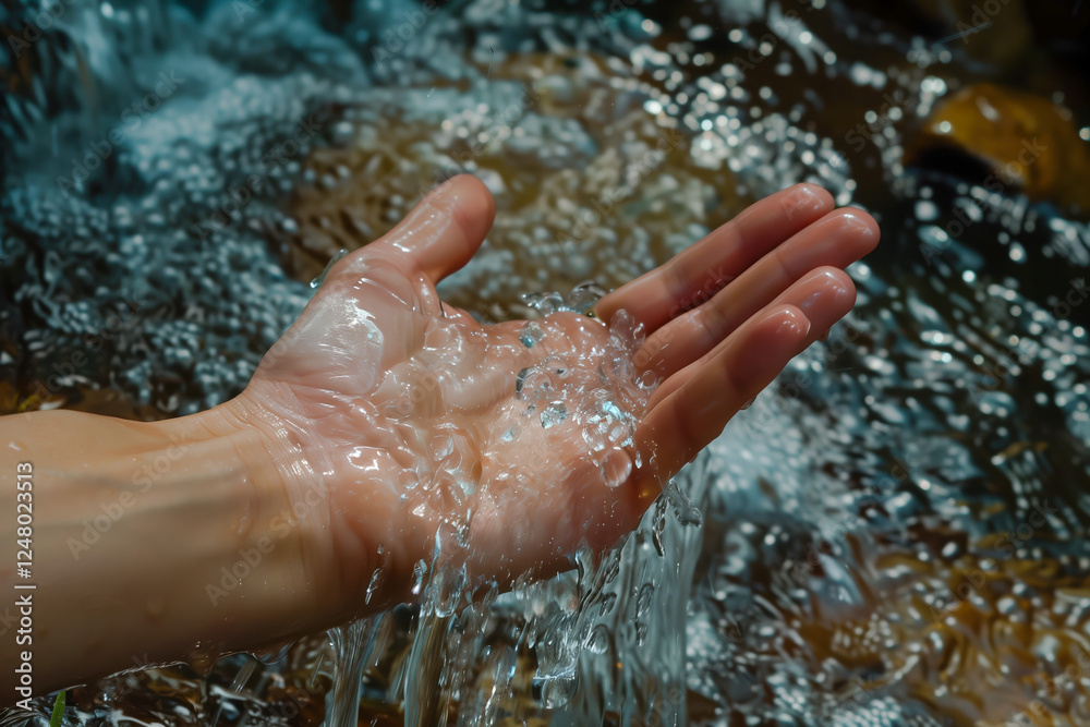 Fototapeta premium hand in water stream
